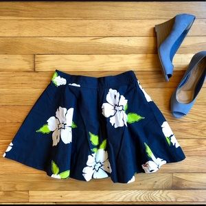 NWOT Hollister Navy Floral Skater Mini Skirt